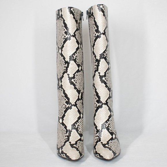 INC International Concepts Natural Pointed Toe Snakeskin Print Heel Boots - Picture 2 of 7